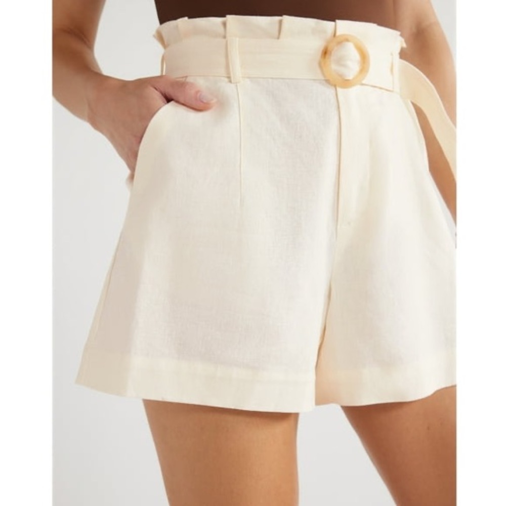 Sofia by Sofia Vergara Cream Paperbag Waist Shorts